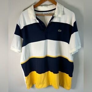 Lacoste Polo Shirt Mens 8 3XL Color block Classic Fit Short Sleeve Rugby EUC
